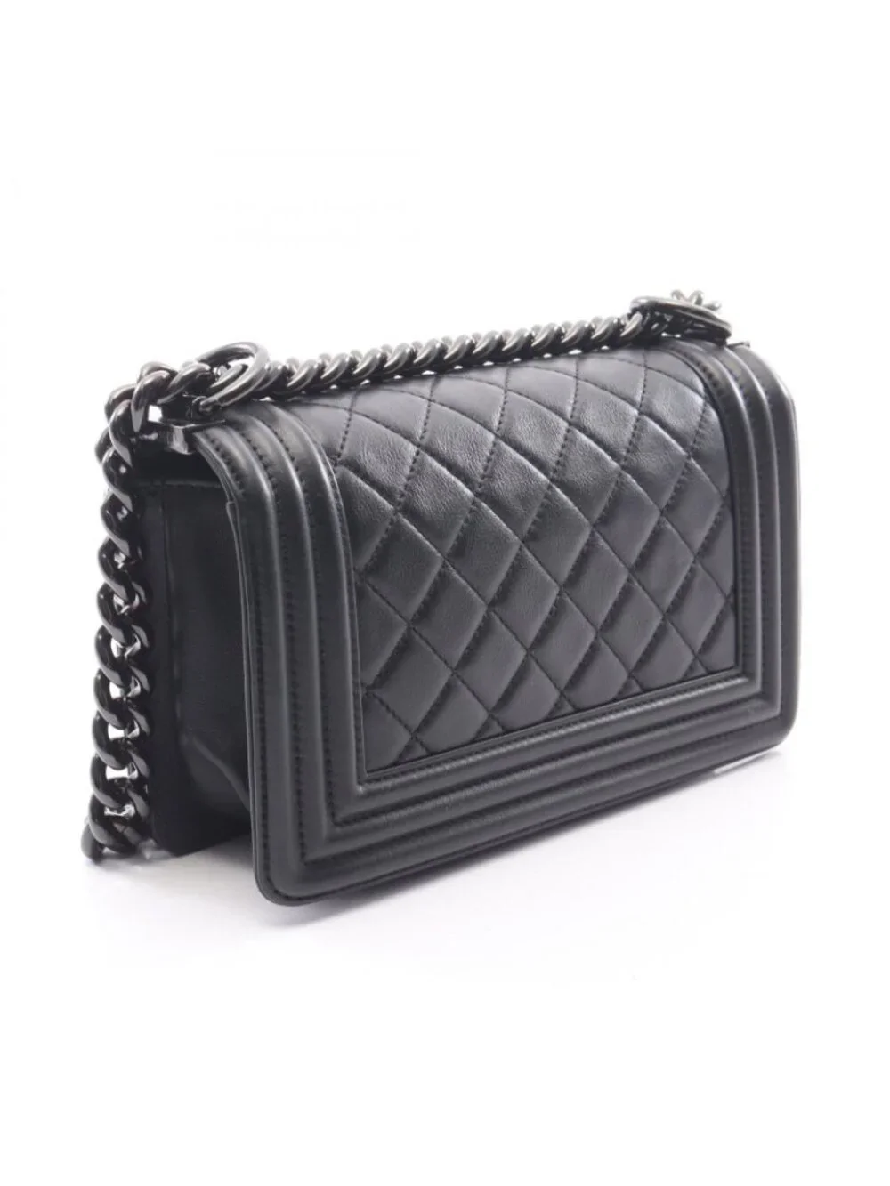 Chanel Shoulder Bag Boy Small Black Lambskin Chain
